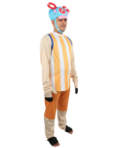 HPO Men's Striped Adventure Outfit Costume | Flame-Retardant Synthetic Fiber | Ideal For Theater, Halloween And Cosplay