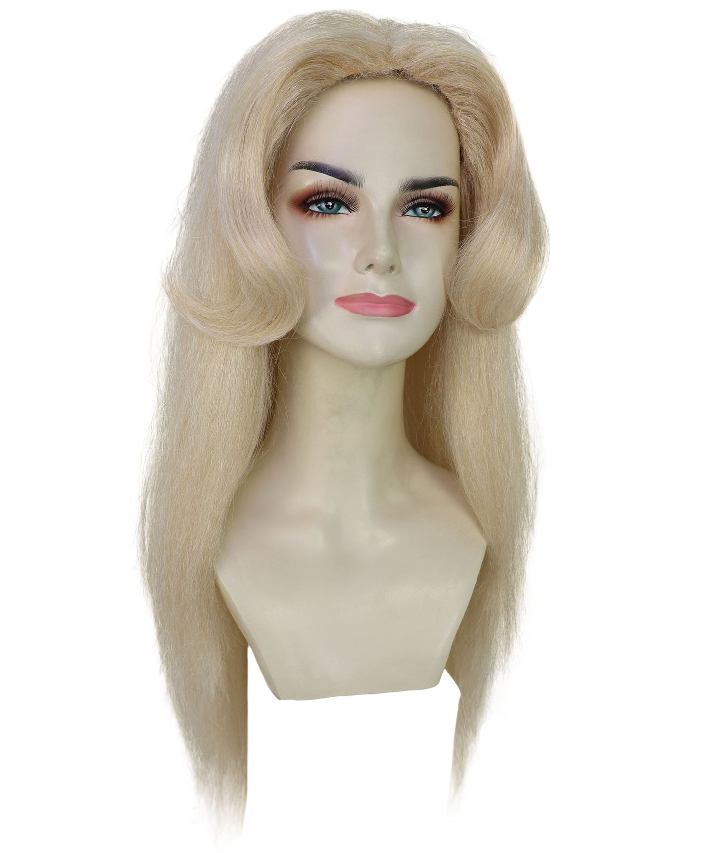 HPO Adult Women's Glam Doll Style Blonde Long Straight Wig | Halloween and Cosplay Wig | Flame-retardant Synthetic Fiber