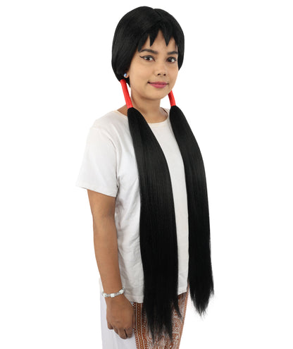 HPO Women's Extra Long Pigtail Wig | Multicolor Options | Floor Length Straight Twin Tails with Bangs, Heat Friendly Synthetic Fiber & Adjustable Cap | Halloween, Fairy Roleplay, Magical Girl Theme, Theater & Carnival