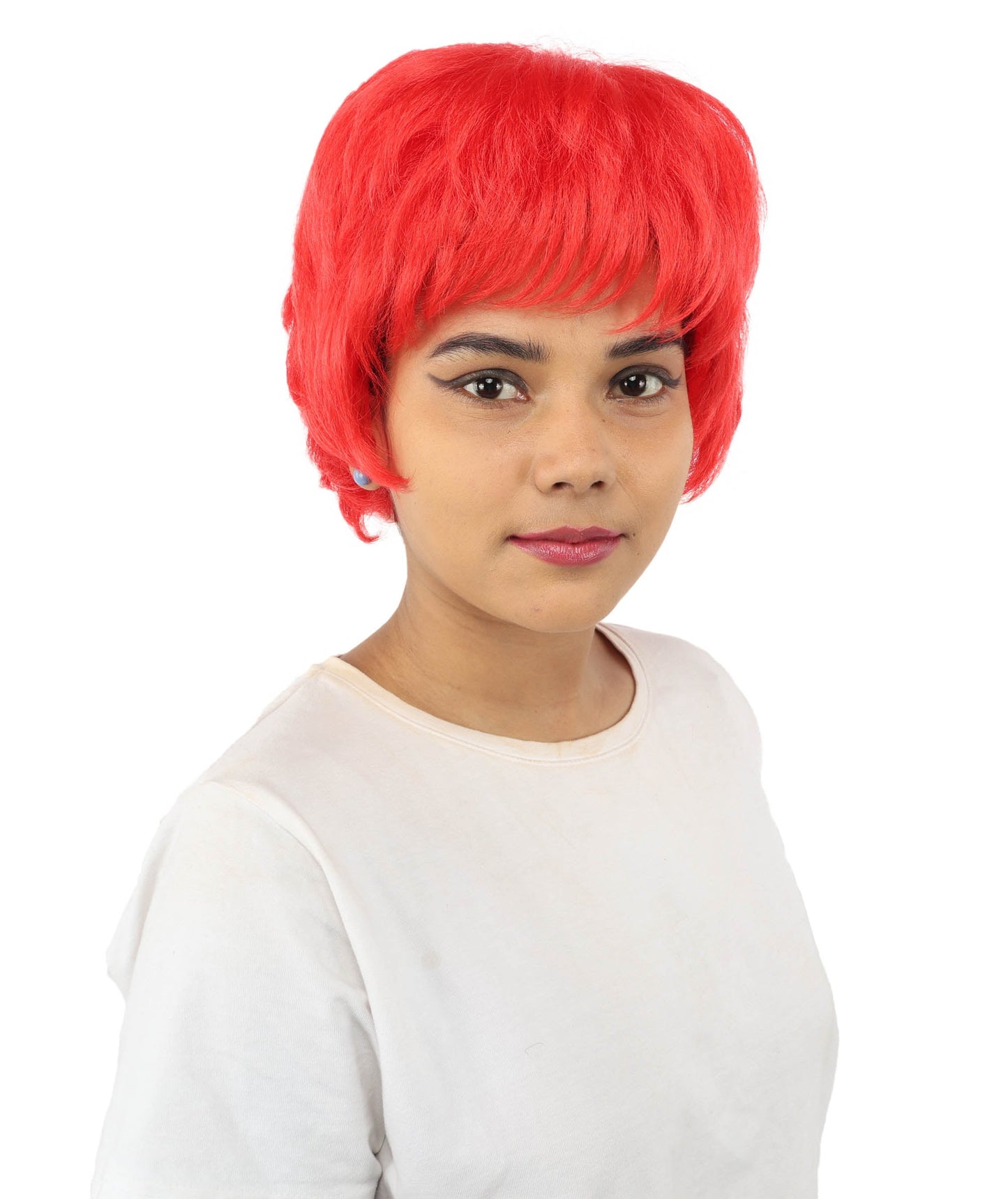 HPO Adult Women's Short Silver White Pixie Wig  | Edgy Layered Cut with Bangs | Synthetic Hair Wig for Stage Fashion, Cosplay, Halloween & Bold Party Looks