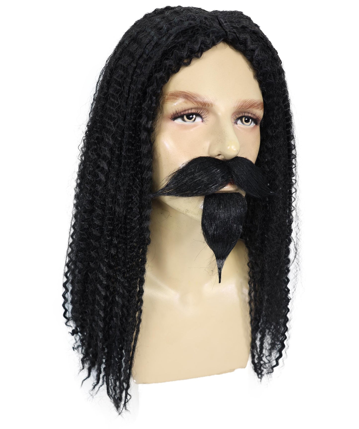 HPO Men's Black curly Musketeer Wig | Halloween Wig | Flame-retardant Synthetic Fiber