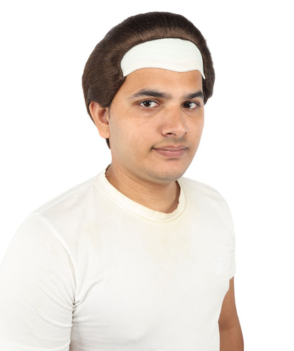 HPO Men's Short Brown Horror Wig With Bald Cap – Costume Hairpiece for Adults | Scary Look for Halloween, Cosplay & Themed Parties