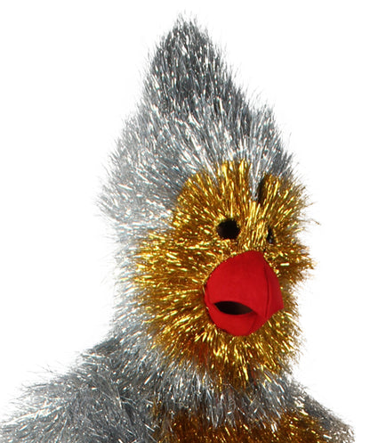 HPO Men's Furry Cardinal Mascot Tinsel Mask Costume, Halloween-Mask, Flame-retardant Tinsel Material