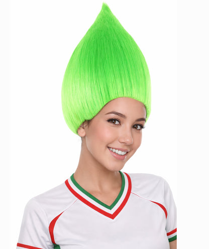 Troll Style Unisex Wig Santa's helper Neon Green Kids Wig | HPO