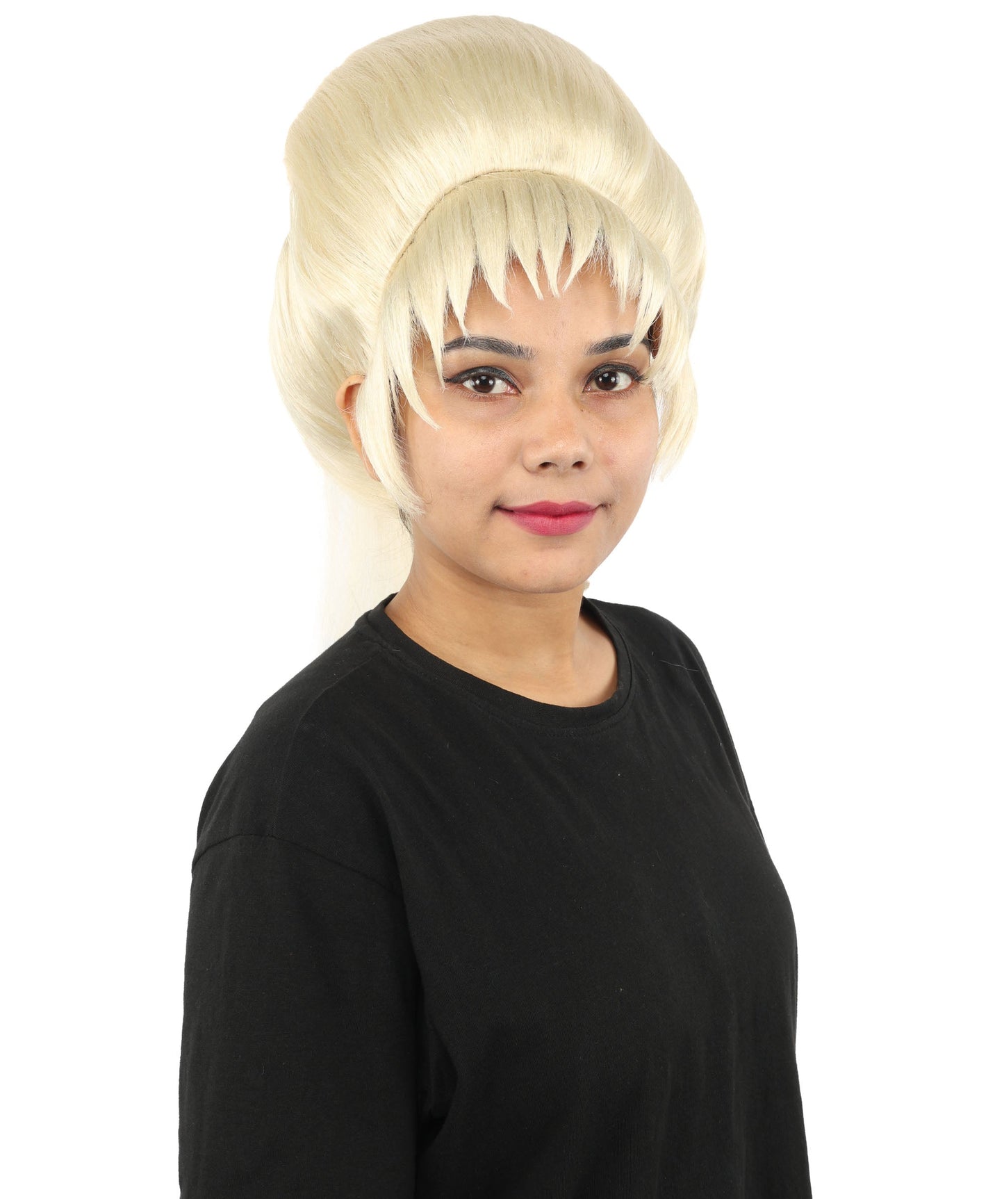 HPO Adult Women's Avant-Garde Bouffant Wig | Multiple Color Options | Create of synthetic fiber, massive smooth updo with micro bangs, breathable base | Party, Halloween, theater, drag, performance, costume events