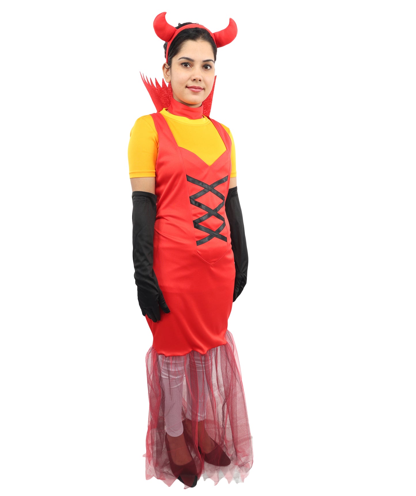 HPO Women's French Kiss Mistress Inferno Costume - Fiery Red Gothic Devil Outfit | Outfit for Halloween, Parties, Stage & Cosplay