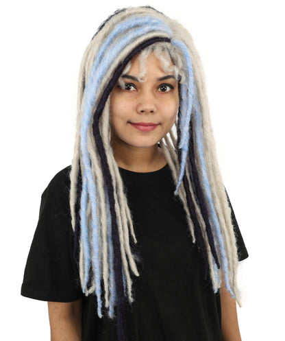 HPO Women's Long Straight Fantasy Dreadlocks Wig – Multicolor Highlights for a Magical Sleek Look | Ideal for Cosplay, Themed Parties, and Fantasy Characters