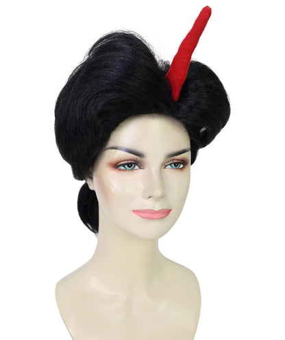 HPO Women's Side Character Demon-Inspired Wig | Short Spiky Black & Red Wig | Hairpiece for Halloween Cosplay Parties & Stage Roleplay
