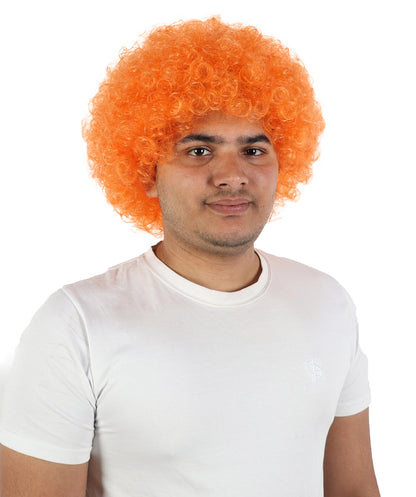 HPO Men's Multi-Color Options Curly Clown Wig | Flame-Retardant Synthetic Fiber and Standard Cap | Ideal for Parties, Cosplay, and Themed Events