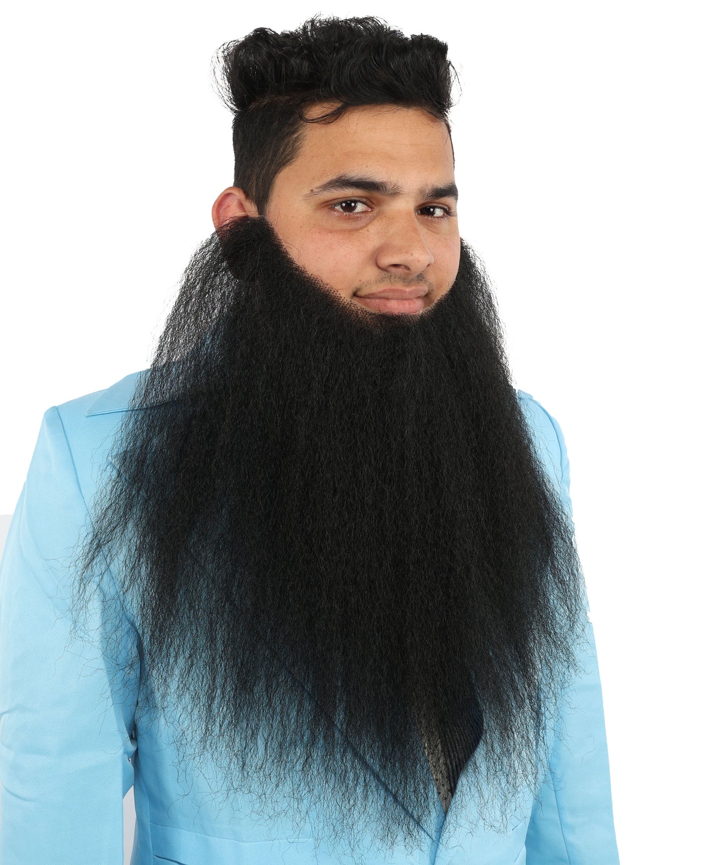 HPO Adult Men's Human Hair Beard Natural Black Facial Hair I Perfect for Halloween and Cosplay