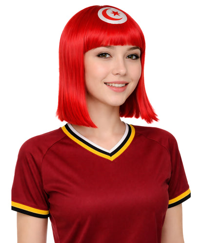 Tunisia Flag Sport Party Bob Wig | Sexy Party Halloween Wigs | Premium Breathable Capless Cap