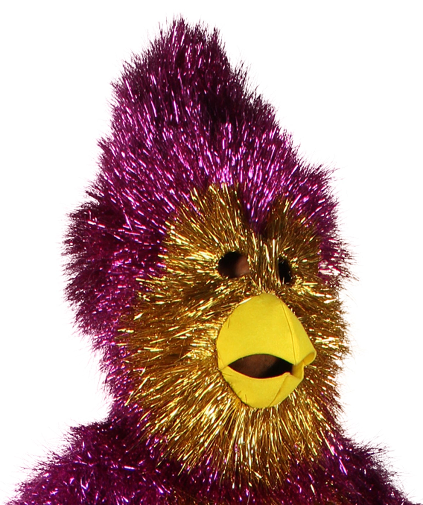 HPO Men's Furry Cardinal Mascot Tinsel Mask Costume, Halloween-Mask, Flame-retardant Tinsel Material