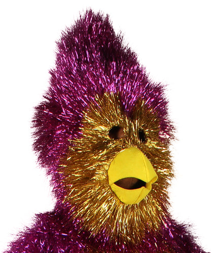 HPO Men's Furry Cardinal Mascot Tinsel Mask Costume, Halloween-Mask, Flame-retardant Tinsel Material