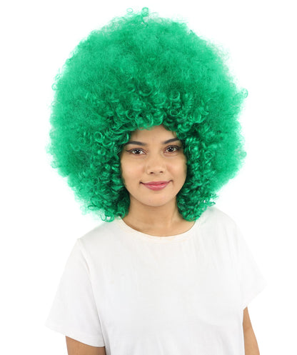 HPO Women's Giant White Glitter Afro Wig | Massive Puffy Sparkle Hair with Silver Sheen, Synthetic Fiber & Breathable Cap | Halloween, Troll Roleplay, 70s Disco Party, Theater & Funny Costume