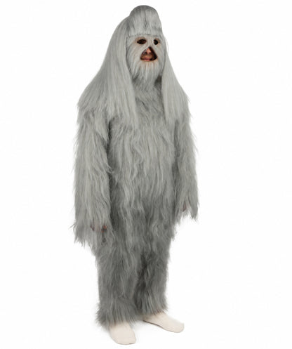 HPO Unisex Extreme Hairy Person Costume, Mask and Bundle - Full-Body Hair Suit Extra-Long Ash Brown Costume Wig for Halloween, Cosplay & Parties