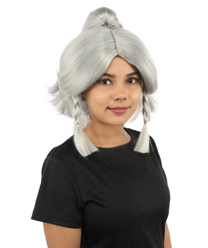 HPO Adult Women's Alien Nature Spirit Hair | Multiple Color Options | Soft Textured Bob with Beaded Braids, Heat Resistant Synthetic Fiber & Breathable Mesh | Halloween, Fantasy Roleplay, Themed Party, Theater & Carnival