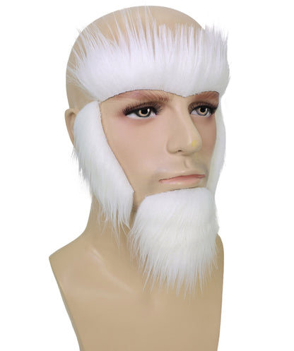 HPO Adult Uncle Sam White Beard, Sideburns & Eyebrows – Self-Adhesive Costume Set