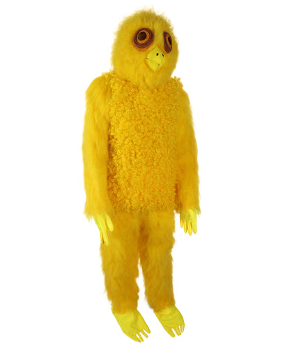 HPO Adult Unisex Yellow Big-Eyed Creature Fur Costume, Bundle With Mask Set | Full Body Fantasy Animal Suit for Halloween, Themed Events