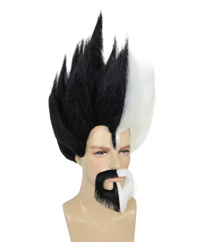 Anime Wig and Full Beard Set | Brown Spike TV/Movie Wigs | Premium Breathable Capless Cap