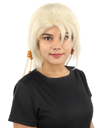 HPO Adult Women's Long Tribal Braided Wig | Multiple Color Options | Dark Shaggy Bob with Beaded Strands, Synthetic Fiber & Breathable Cap | Halloween, Sci-Fi Roleplay, Fantasy Costume