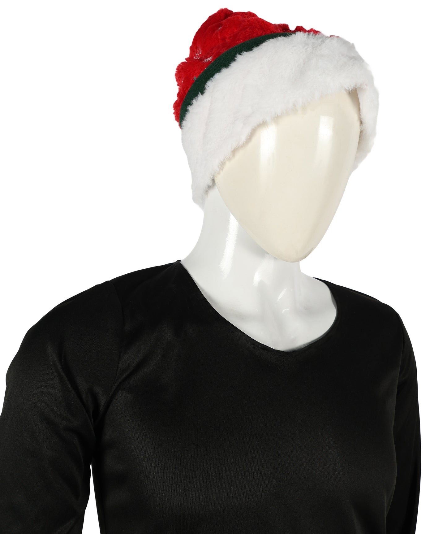 HPO Unisex Classic Velvet Christmas Santa Hat | Soft Red and White Festive Holiday Hat | Ideal for Holiday fun