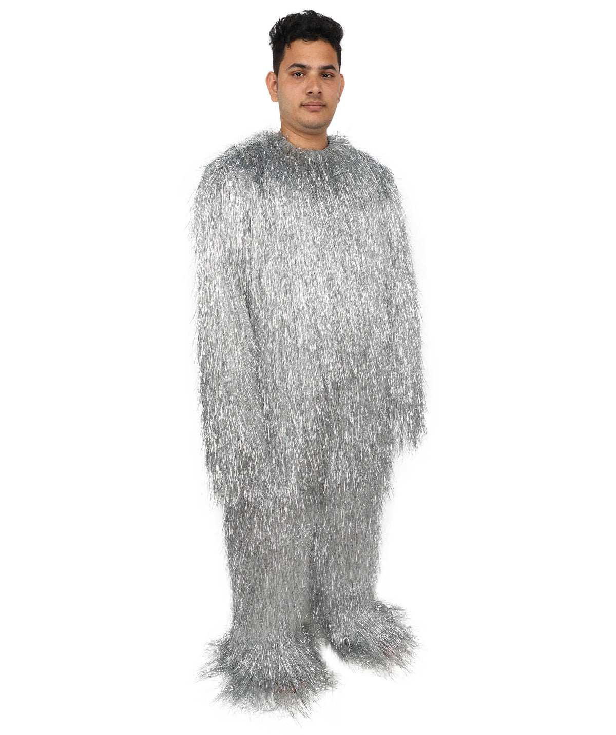 HPO UnisexTinsel Hairy Costume, Bundle & Mask Set | Full-Body Suit & Matching Mask | Long Hair Funny Costume for Halloween, Performers, Cosplay & Mascots | Multicolor Options