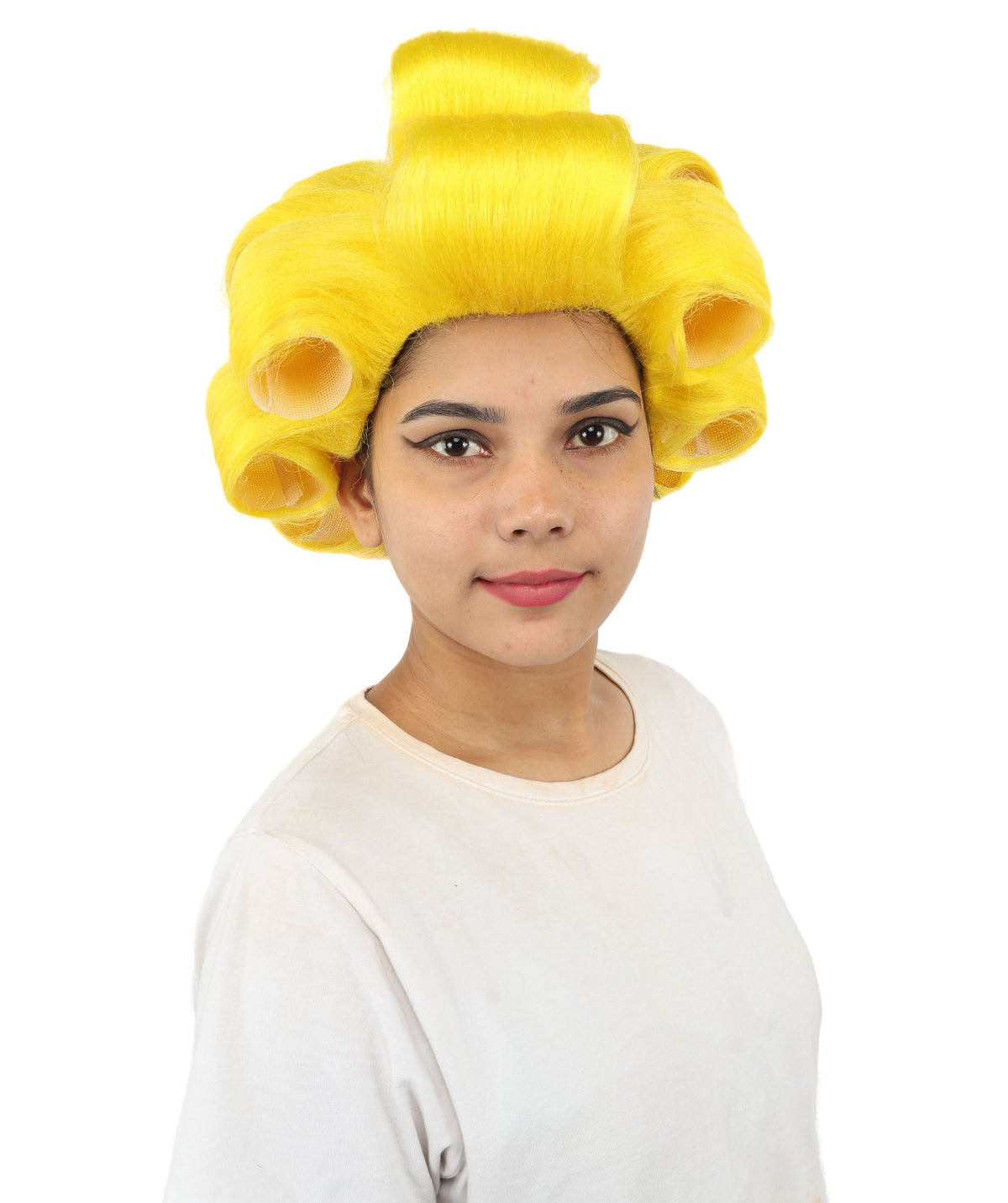 HPO Adult Women's Retro Roller Set Pink Wig | Multiple Color Options, create of synthetic fiber, large cylindrical curler texture, capless cap | Party, Halloween, theater, drag, performance, costume events