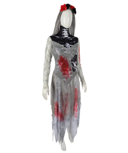HPO Adult Women’s Corpse Bride Costume | Tattered Wedding Dress, Veil & Gothic Accessories | Haunted Bridal Look for Halloween Themed Events