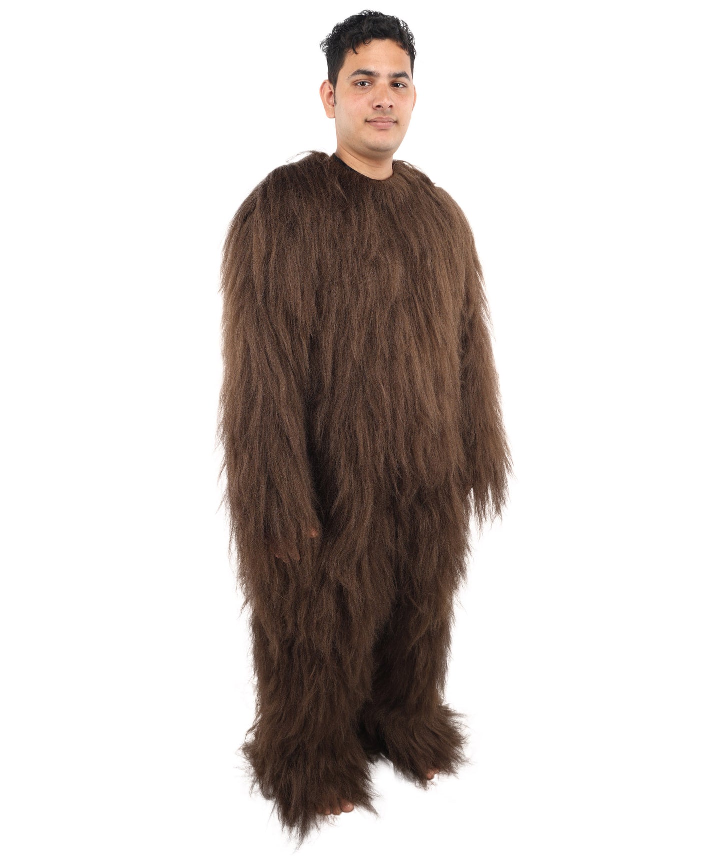 HPO Unisex Extreme Hairy Person Costume, Mask and Bundle - Full-Body Hair Suit Extra-Long Ash Brown Costume Wig for Halloween, Cosplay & Parties