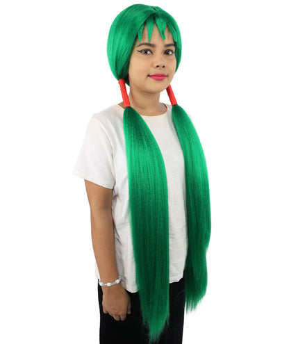 HPO Women's Extra Long Pigtail Wig | Multicolor Options | Floor Length Straight Twin Tails with Bangs, Heat Friendly Synthetic Fiber & Adjustable Cap | Halloween, Fairy Roleplay, Magical Girl Theme, Theater & Carnival