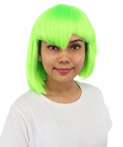 HPO Adult Women's Asymmetrical Bangs Bob Wig | Multiple Color Options | Create of synthetic fiber, sleek straight volume, breathable capless base | Party, Halloween, theater, drag, performance, costume events