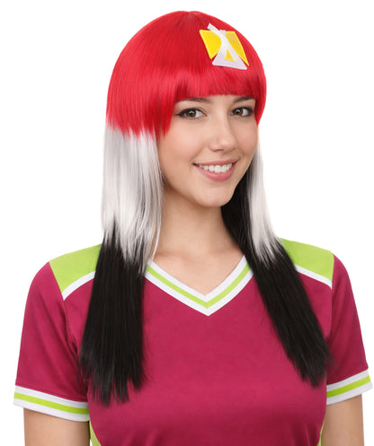 Egypt Flag Sport Party Long Bob Wig | Mid Eastern Traditional Halloween Wig | Premium Breathable Capless Cap