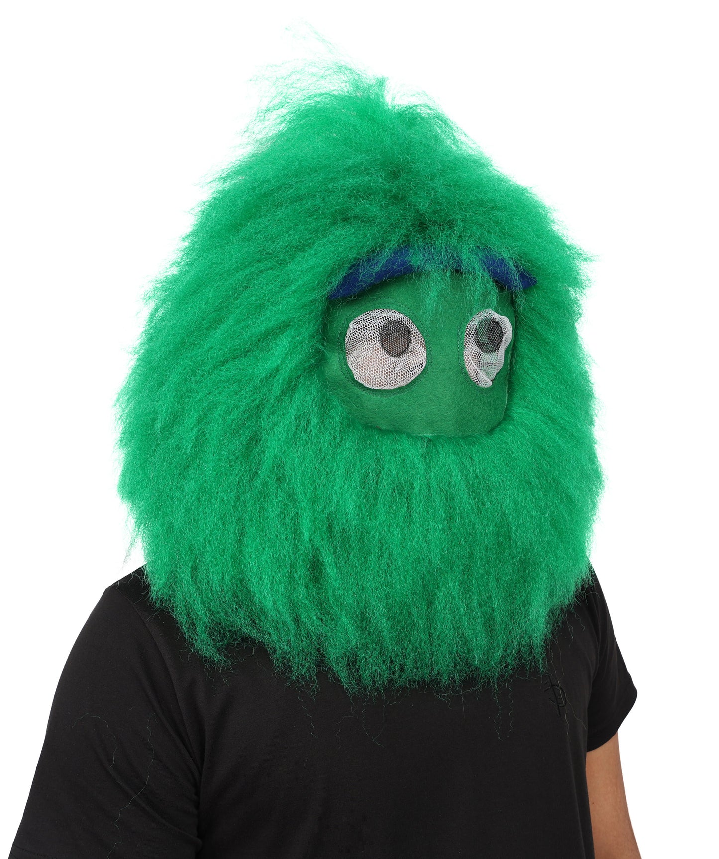 HPO Unisex Green Animal Fur Monster Costume Bundle – 75 Inch Full Outfit with Head Mask & Body Suit | Plush Mascot Style Costume for Halloween and Cosplay
