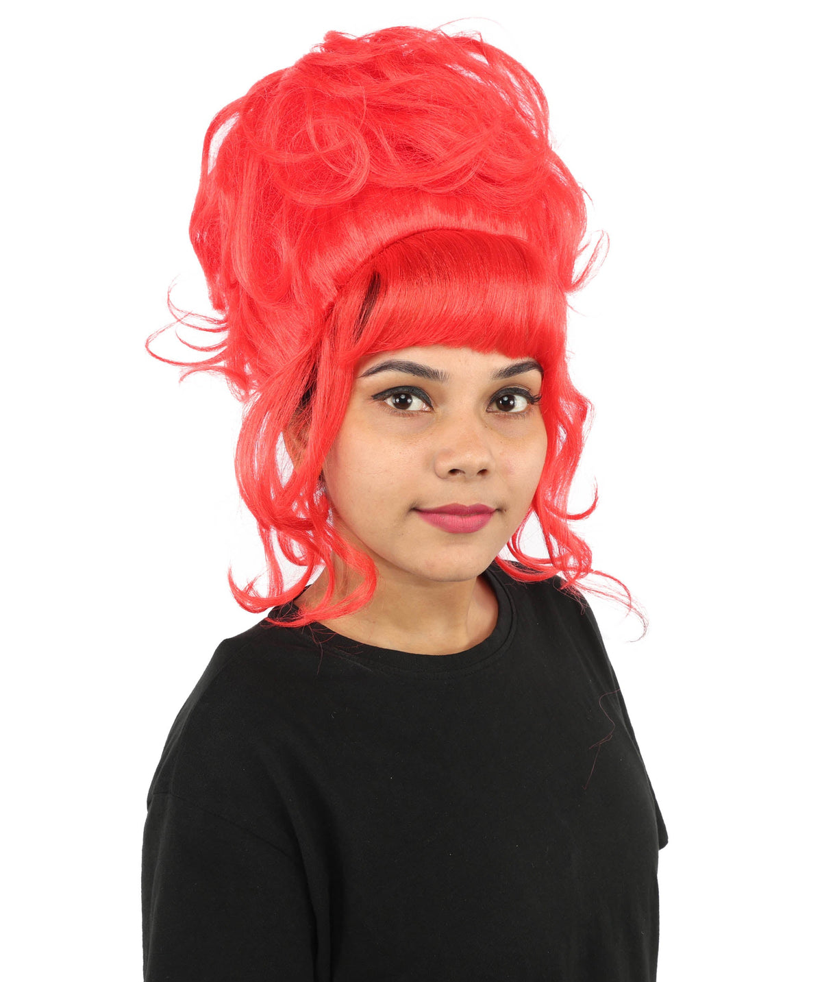 HPO Adult Women's Elegant Updo Tendril Wig | Multiple Color Options | Pastel peach hue, create of synthetic fiber, high teased volume with face-framing strands, breathable capless cap | Party, Halloween, theater, drag, performance, costume events