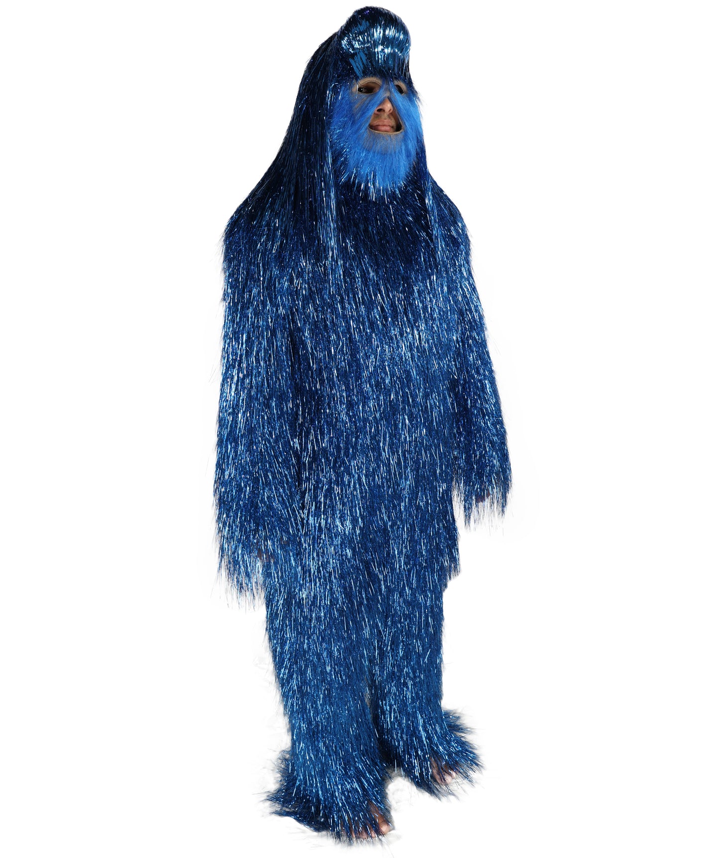 HPO Unisex Teen Extreme Tinsel Hairy Person Costume Bundle & Mask Set - Full-Body Tinsel Hair Suit Extra-Long Costume Wig for Halloween, Cosplay & Parties - Multiple Color Options