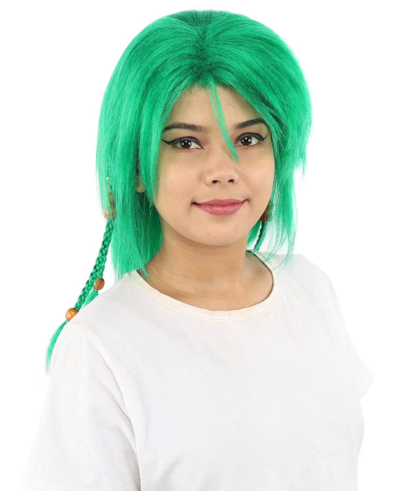HPO Adult Women's Long Tribal Braided Wig | Multiple Color Options | Dark Shaggy Bob with Beaded Strands, Synthetic Fiber & Breathable Cap | Halloween, Sci-Fi Roleplay, Fantasy Costume