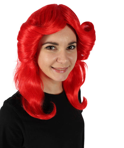 HPO Women's 70's Flick Multiple Color Retro Wig, Flame-retardant Synthetic Fiber