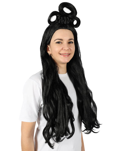 HPO Women's Long Curl Wig with Ring , Multiple Color Options , Flame-retardant Synthetic Fiber