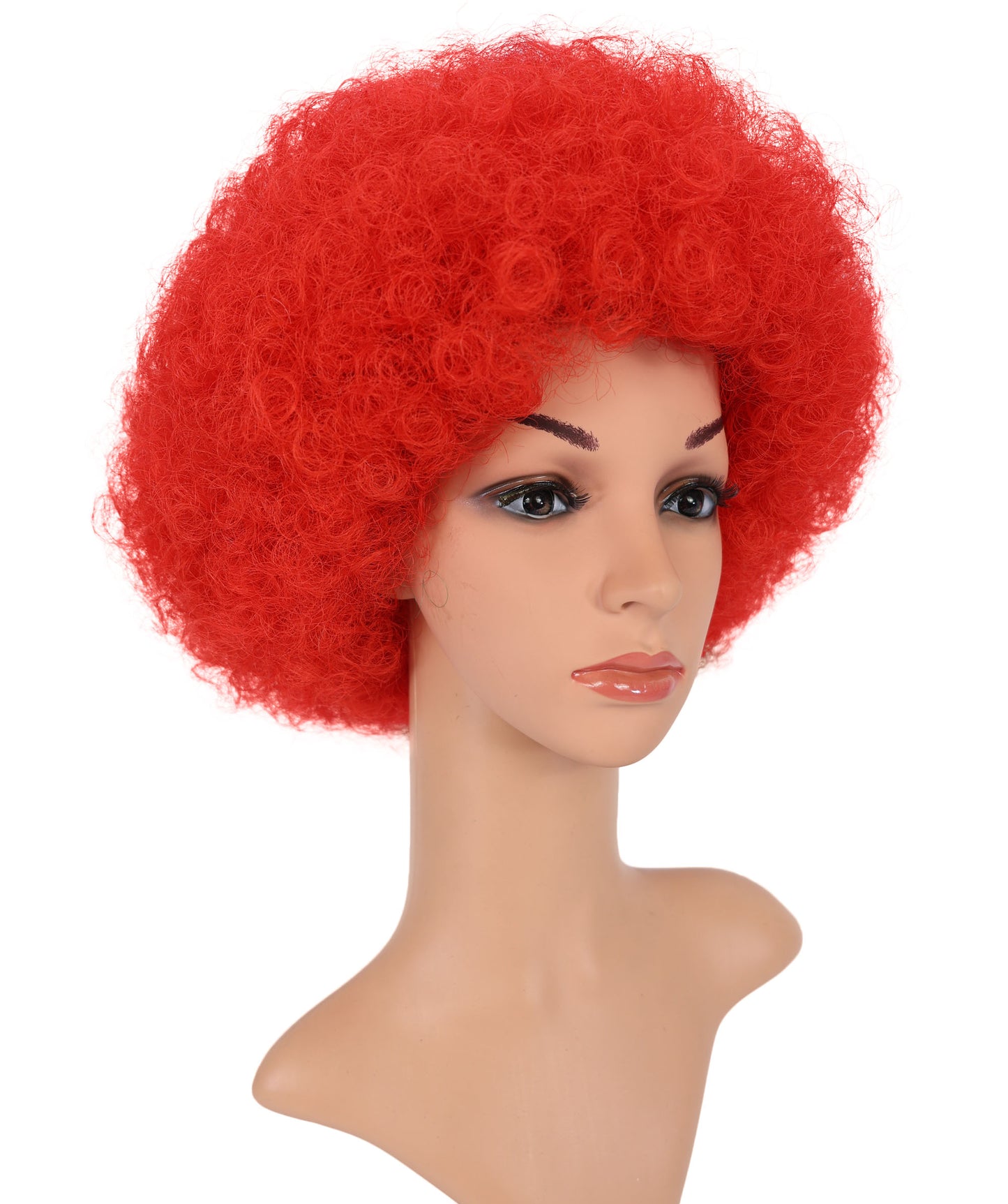 HPO Unisex Turkey Flag Clown Wig – Red & White Afro Style | Turkey Flag Clown Wig for Sports Fans, National Events & Theme Parties