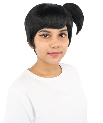 HPO Adult Women's Anime Trainer Character Wig | Vibrant hue multicolor options, create of synthetic fiber, short choppy bob with high side ponytail, breathable base | Cosplay, Halloween, theater, party, performance, costume events
