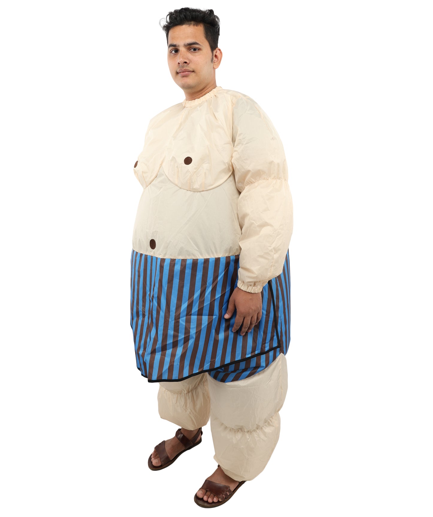 HPO Men's Inflatable Wrestler Costume | Funny Sumo-Style Blow-Up Suit with Built-In Fan | Ideal for Halloween & Cosplay Parties