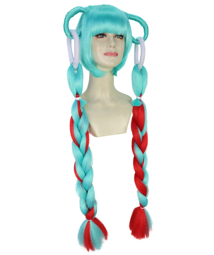 HPO Women Dramatic Two-Tone Roleplay Multicolor Wig | Flame-resistant Synthetic Fiber with Capless Cap| Ideal for party, Halloween, cosplay, theater, drag, performance, costume events