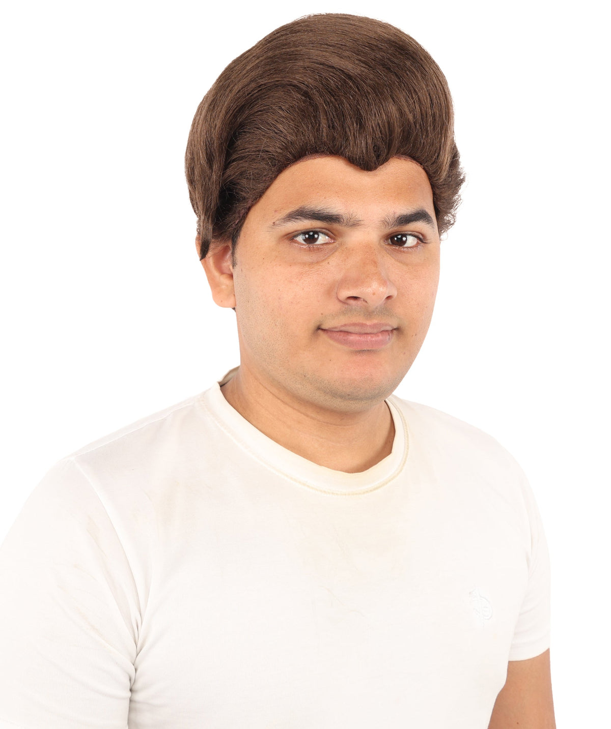 HPO Adult & Teen Men's Sleek Updo Theatrical Wig | Icy silver tone, create of synthetic fiber, striking swept front volume, breathable base | Party, Halloween, theater, drag, performance, costume events