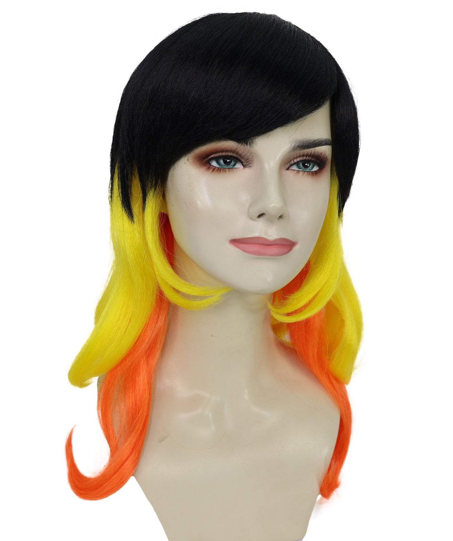 Women’s Multicolor Wig | Long Wavy Halloween & Carnival Costume Hair | Ideal for Halloween | Breathable Capless Cap