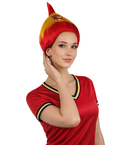 Spain Flag Sport Troll Wig | National Pride | Premium Breathable Capless Cap