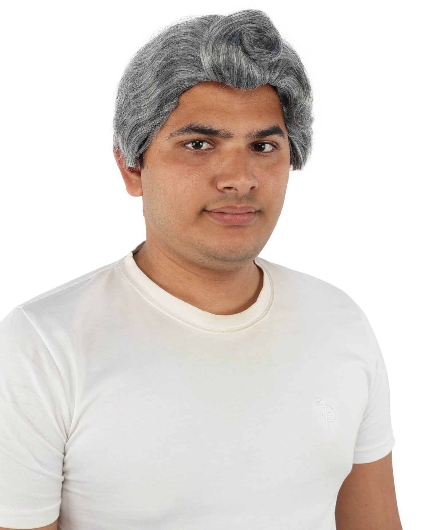 HPO Men's Vintage Showman Wig | Grey wavy swept back synthetic fibers with elegant volume and capless construction | Essential for theatrical stage drag performance costume events and party