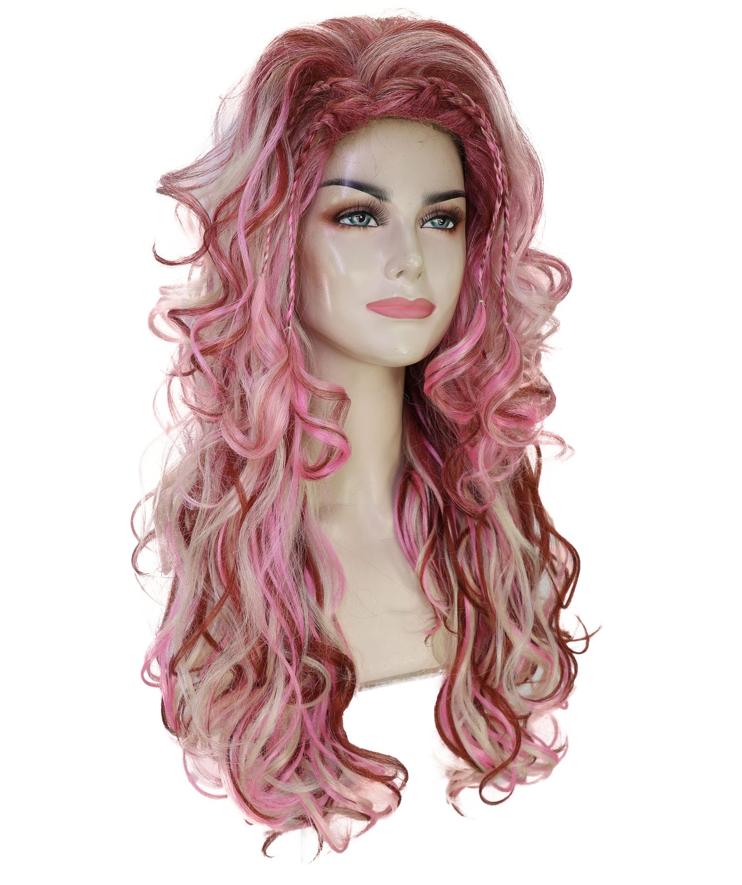 HPO Women's Extra Long & Curly Multicolor Wig – Soft Hair with Natural Texture | Fantasy, Cosplay & Character Hairpiece for Parties & Events