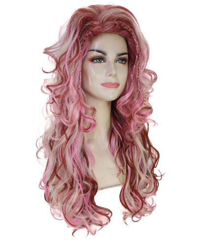 HPO Women's Extra Long & Curly Multicolor Wig – Soft Hair with Natural Texture | Fantasy, Cosplay & Character Hairpiece for Parties & Events