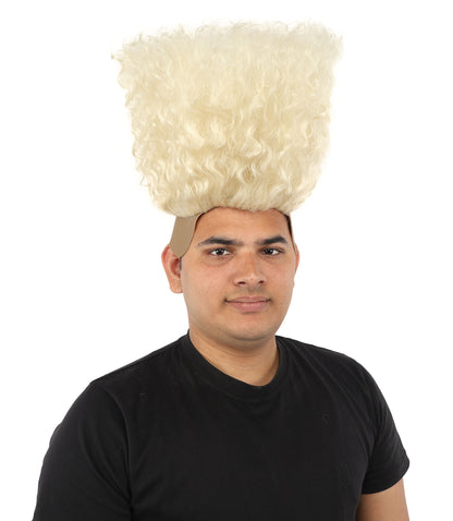 HPO Men’s Tall Afro Wig | Multicolor Options | Animated Scientist Style Hair | Funny Hairpiece with Bouncy Curls and Capless Cap | Retro Nerd Look for Parties, Shows & Halloween