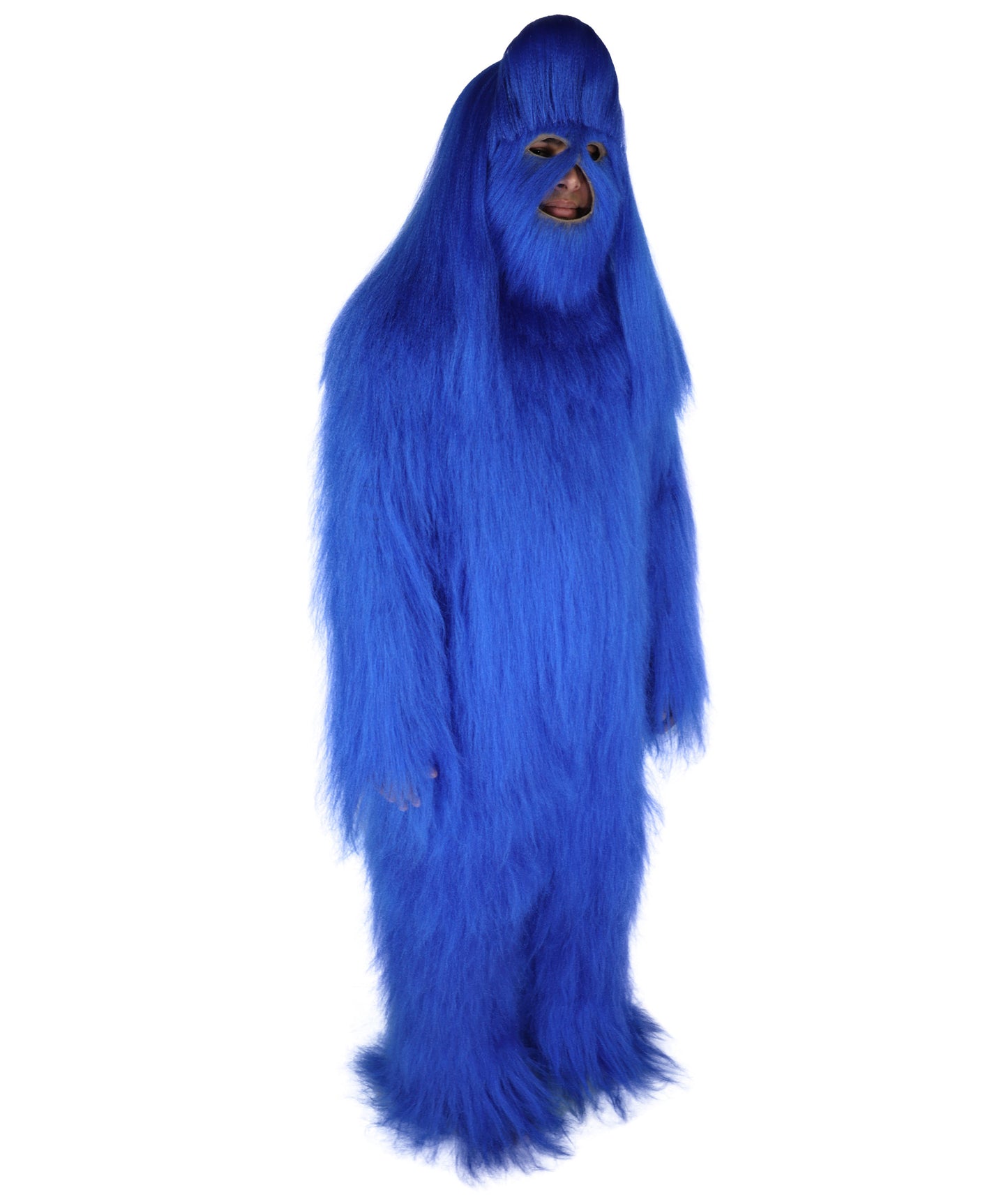 HPO Unisex Extreme Hairy Person Costume, Mask and Bundle - Full-Body Hair Suit Extra-Long Ash Brown Costume Wig for Halloween, Cosplay & Parties